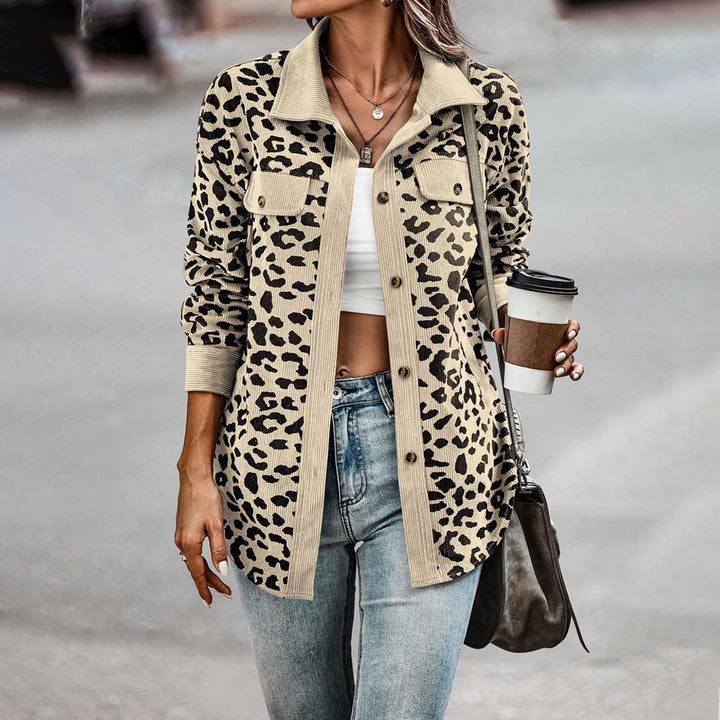 Trendy Leopard Print Jacket with Polyester Blend for Stylish Winter Wear
