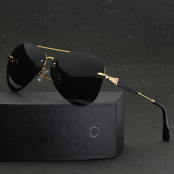 Black Polarized Aviator Sunglasses for Men