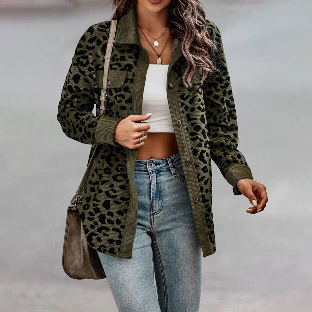Trendy Leopard Print Jacket with Polyester Blend for Stylish Winter Wear