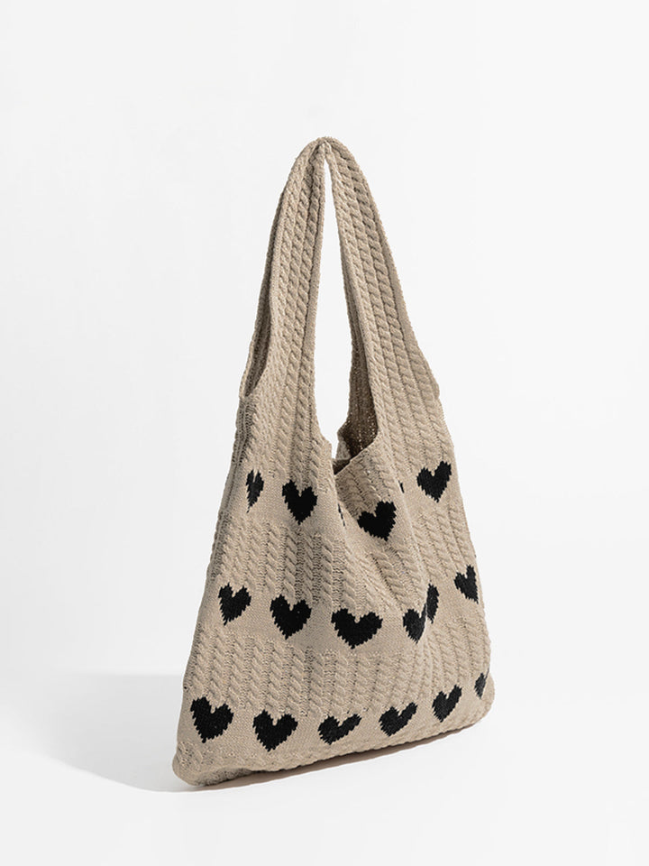 isabella™ Heart Pattern Knit Shoulder Bag