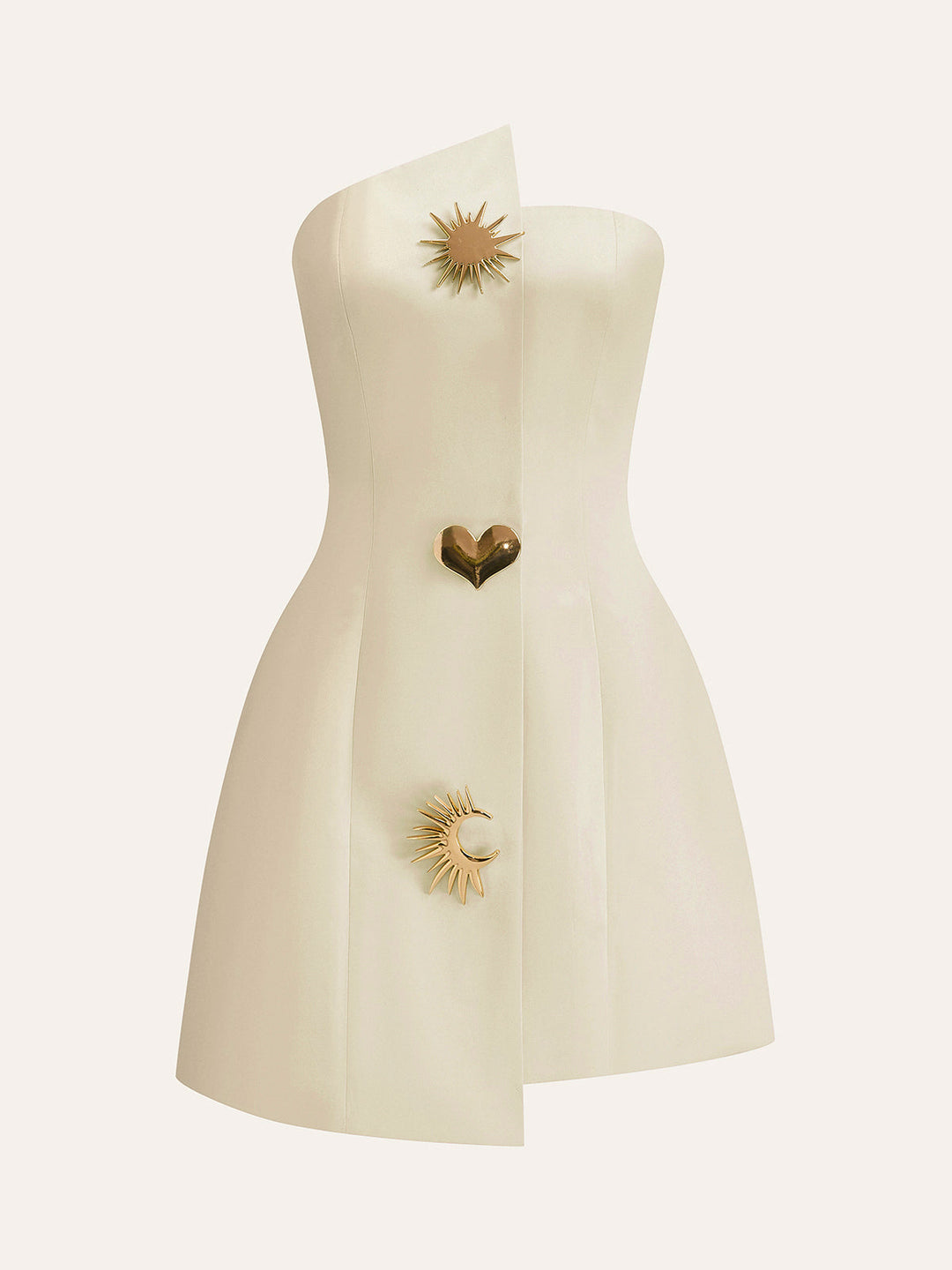 Satin asymmetrical embellished strapless dress