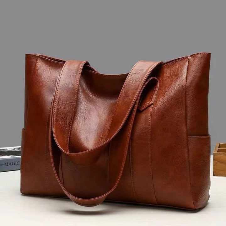 Women's Leather Shoulder Tote Bag - Classic Vintage Large Capacity