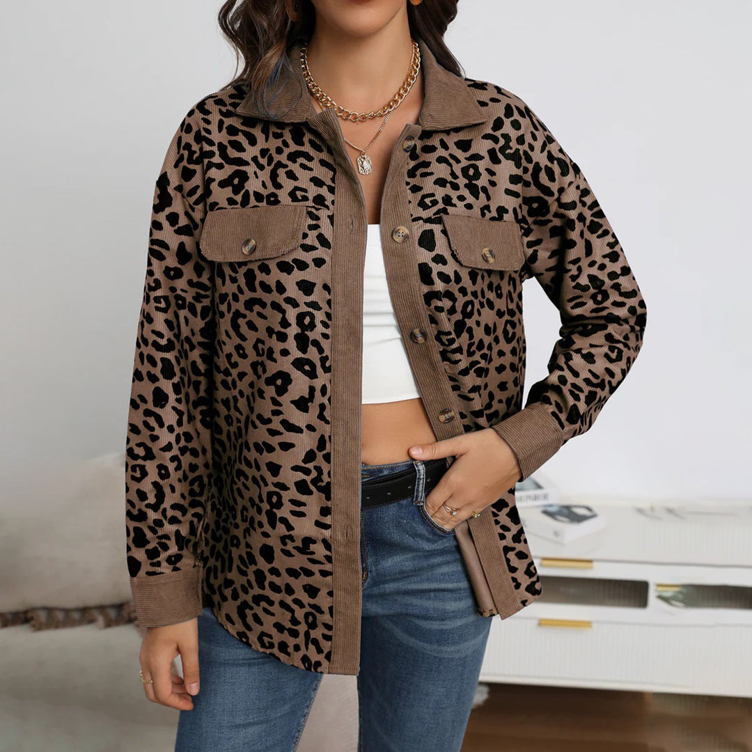 Trendy Leopard Print Jacket with Polyester Blend for Stylish Winter Wear