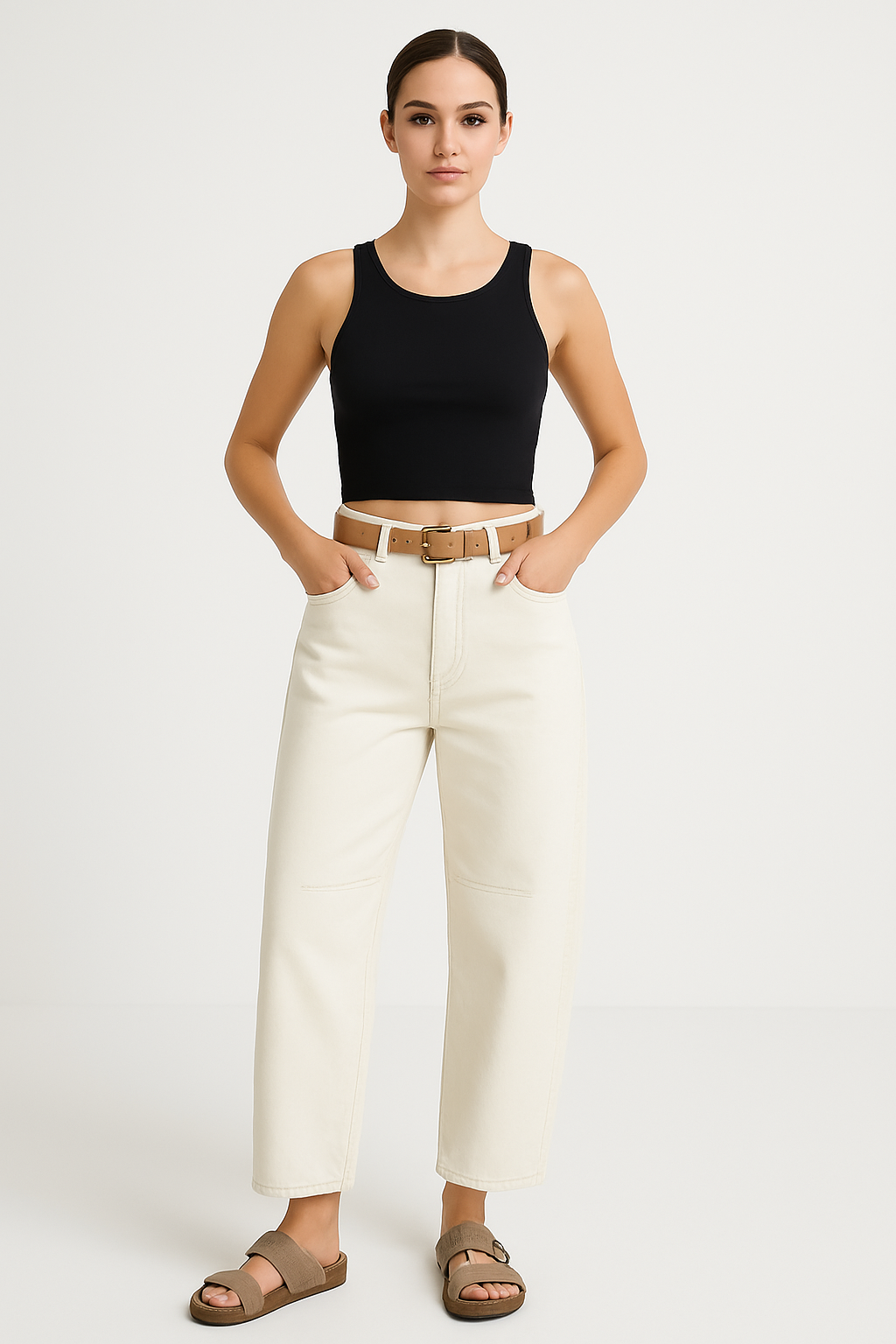 Women’s Barrel-Leg Jeans – Relaxed Fit – Full Length – Animal Print Denim Casual Wear