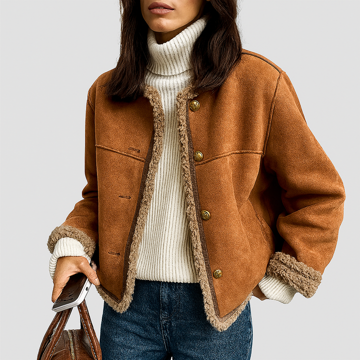 Isabella  Shearling Button Jacket