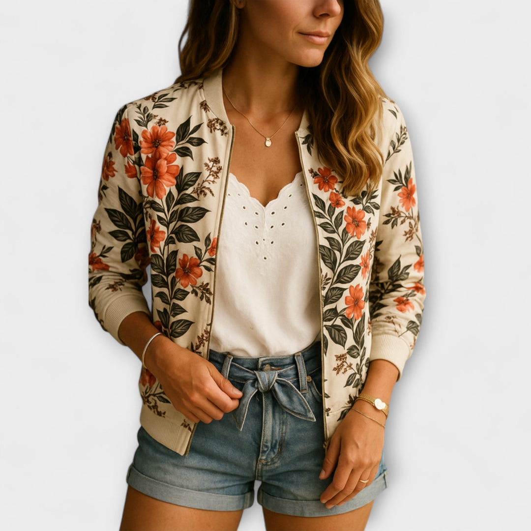 Katherine – Elegant floral-pattern bomber jacket
