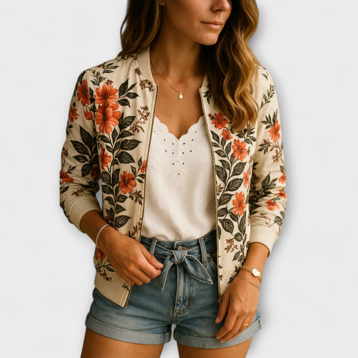 Katherine – Elegant floral-pattern bomber jacket