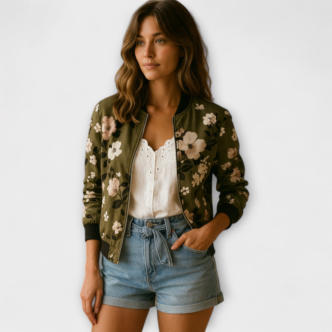Katherine – Elegant floral-pattern bomber jacket