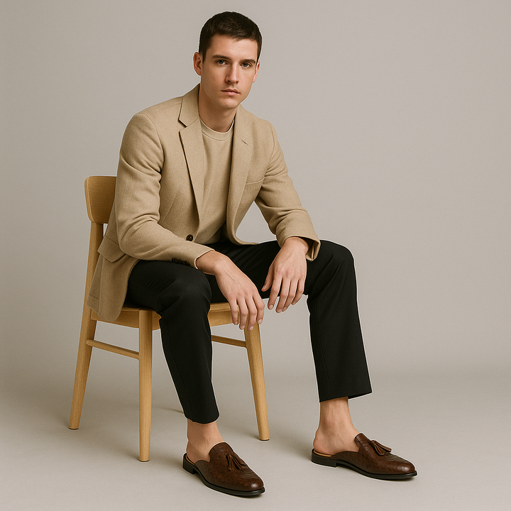 Men’s Leather Mule Loafers – Slip-On Comfort & Style