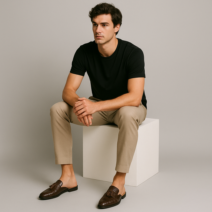 Men’s Leather Mule Loafers – Slip-On Comfort & Style