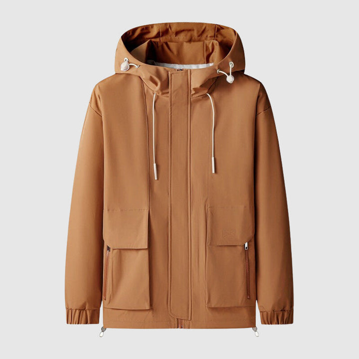 Men’s Hooded Jacket - Water-Resistant - Full Zip - Adjustable Drawstring - Casual Outdoor Wear