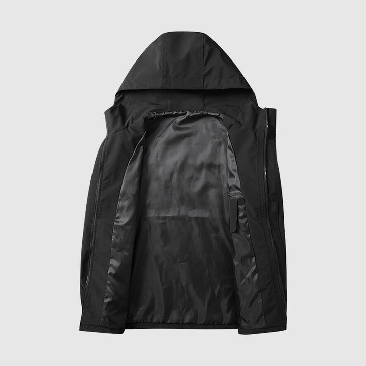 Men’s Hooded Jacket - Water-Resistant - Full Zip - Adjustable Drawstring - Casual Outdoor Wear