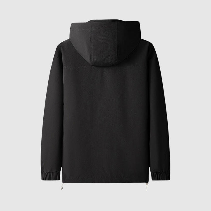 Men’s Hooded Jacket - Water-Resistant - Full Zip - Adjustable Drawstring - Casual Outdoor Wear