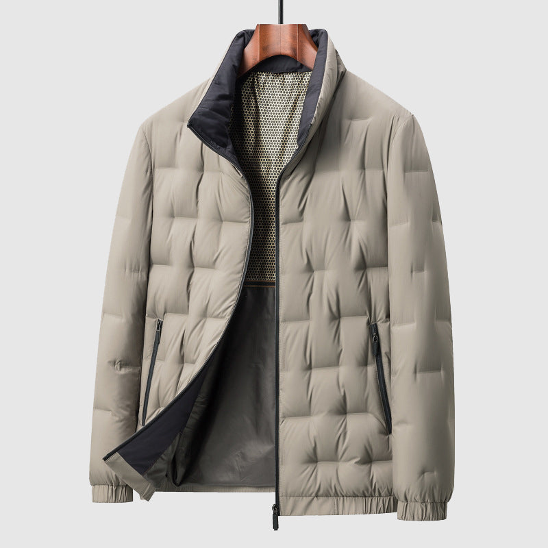 Men’s Quilted Jacket - Water-Resistant Windproof - Insulated Warmth - Zipper Closure