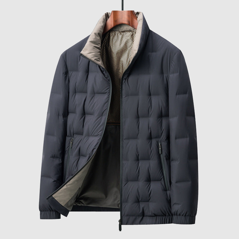 Men’s Quilted Jacket - Water-Resistant Windproof - Insulated Warmth - Zipper Closure