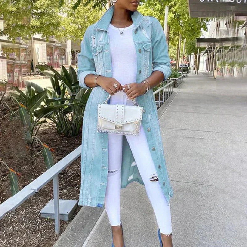 Denim Trenchcoat | Stylish Longline Trenchcoat for Everyday Wear
