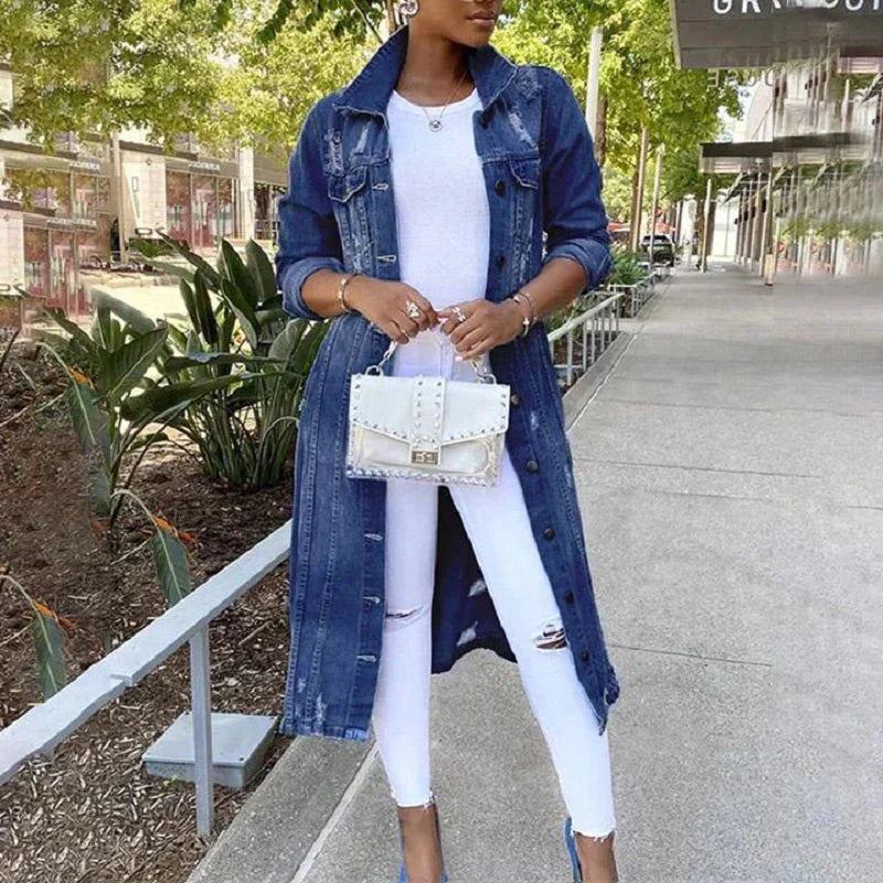 Denim Trenchcoat | Stylish Longline Trenchcoat for Everyday Wear