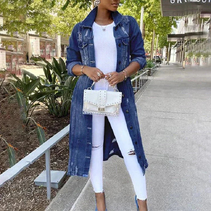 Denim Trenchcoat | Stylish Longline Trenchcoat for Everyday Wear