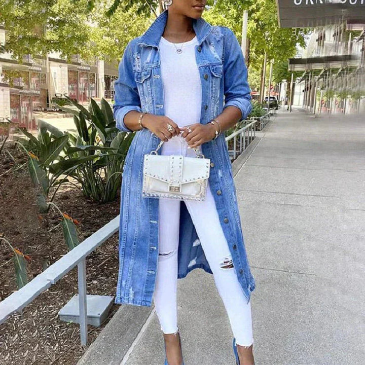 Denim Trenchcoat | Stylish Longline Trenchcoat for Everyday Wear