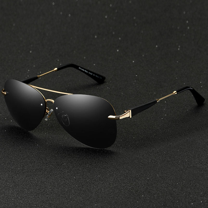 Black Polarized Aviator Sunglasses for Men