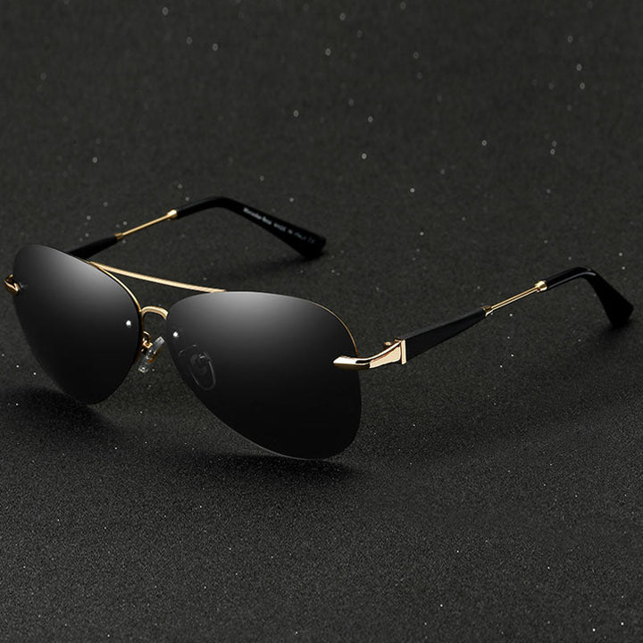 Black Polarized Aviator Sunglasses for Men