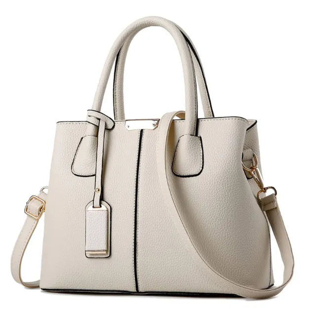 Women's Leather Crossbody Tote Bag - Classic Plaid Chic Versatile