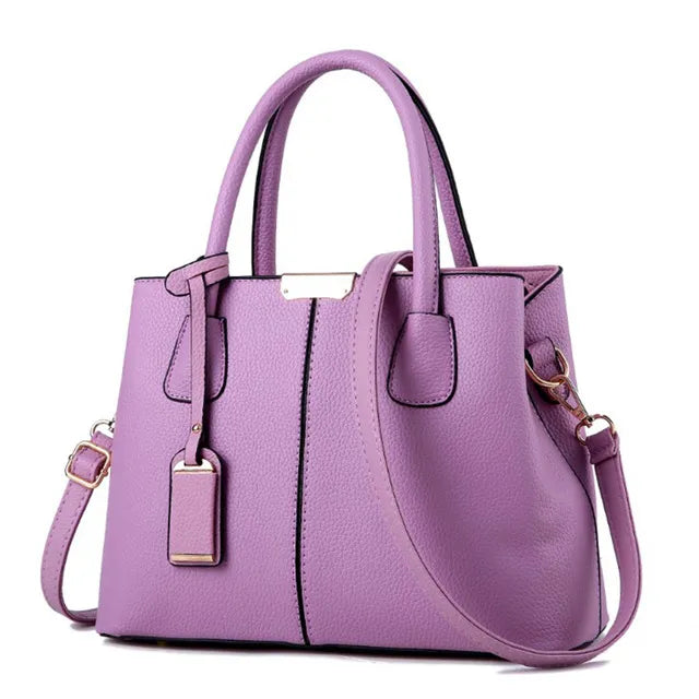 Women's Leather Crossbody Tote Bag - Classic Plaid Chic Versatile