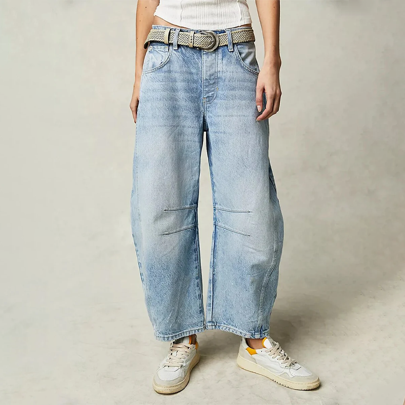 Women’s Wide-Leg Jeans – Relaxed Fit – Full Length – Breathable Natural Fibers