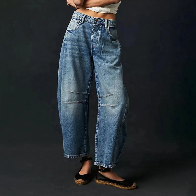 Women’s Wide-Leg Jeans – Relaxed Fit – Full Length – Breathable Natural Fibers