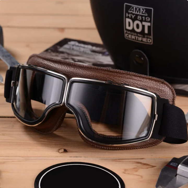Maverick - Vintage Leather Motorcycle Goggles for Men