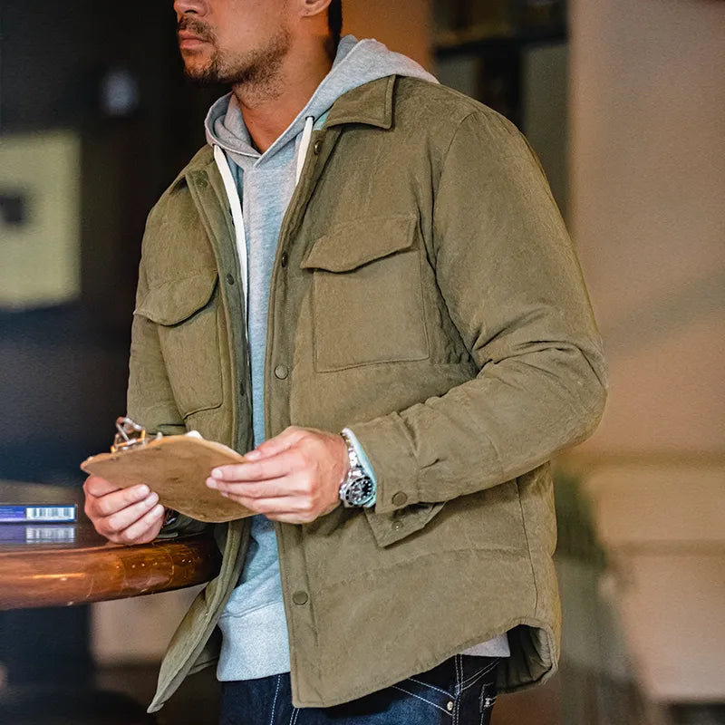 Men’s Quilted Jacket - Regular Fit - Button-Up Front - Warm & Durable with Chest Pockets