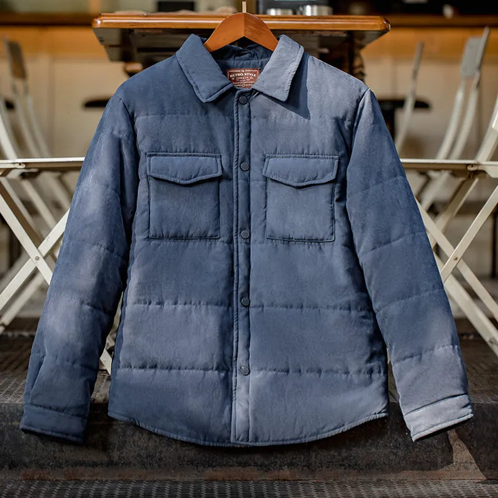 Men’s Quilted Jacket - Regular Fit - Button-Up Front - Warm & Durable with Chest Pockets