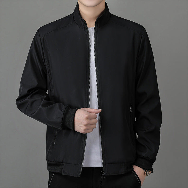 Men’s Business Jacket – Structured Fit – Water-Resistant – Standing Collar – Zip Front