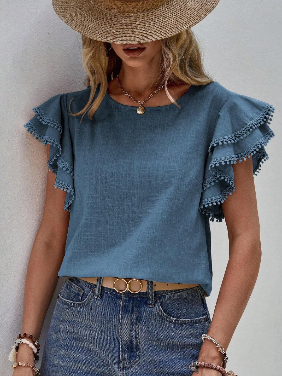 Isabella™ Frill Sleeve Textured Blouse