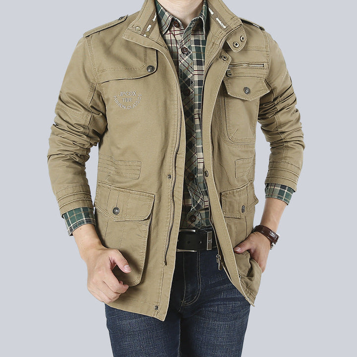 Men’s Utility Jacket – Washed Cotton – Relaxed Fit – Multi-Pocket Workwear Design