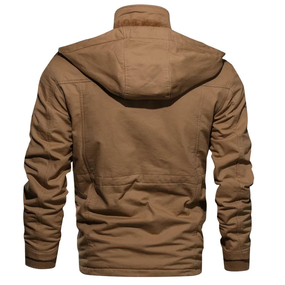 Men’s Military Field Jacket - Cotton Blend - Multiple Pockets - Adjustable Fit - Zip Closure