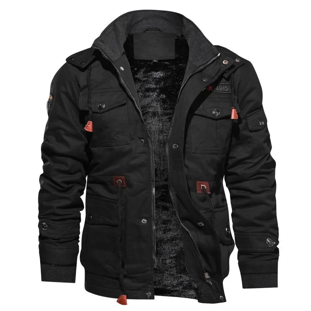 Men’s Military Field Jacket - Cotton Blend - Multiple Pockets - Adjustable Fit - Zip Closure