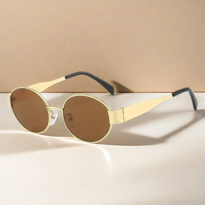 Slim Oval Metal UV400 Sunglasses for Women