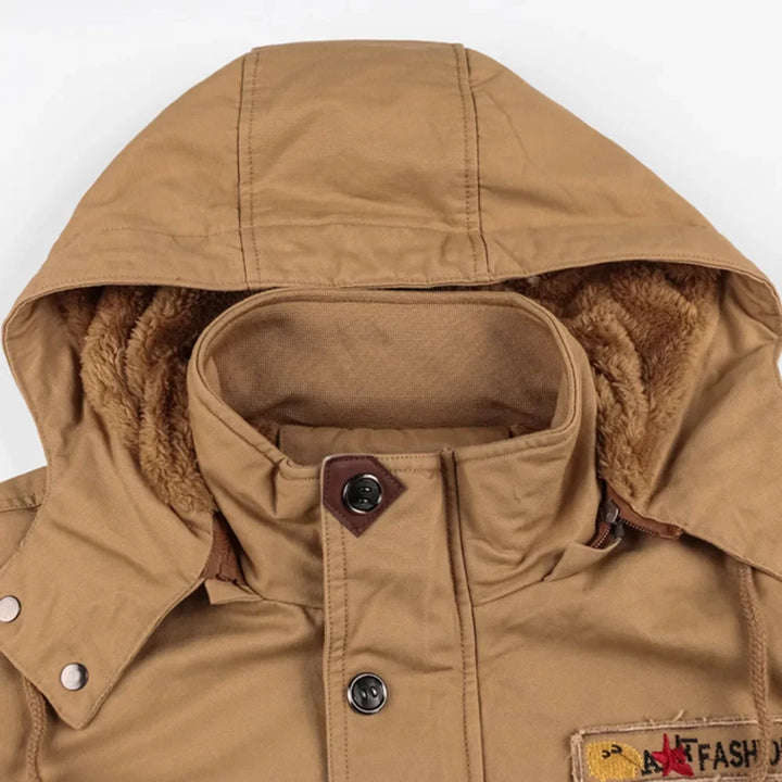 Men’s Military Field Jacket - Cotton Blend - Multiple Pockets - Adjustable Fit - Zip Closure