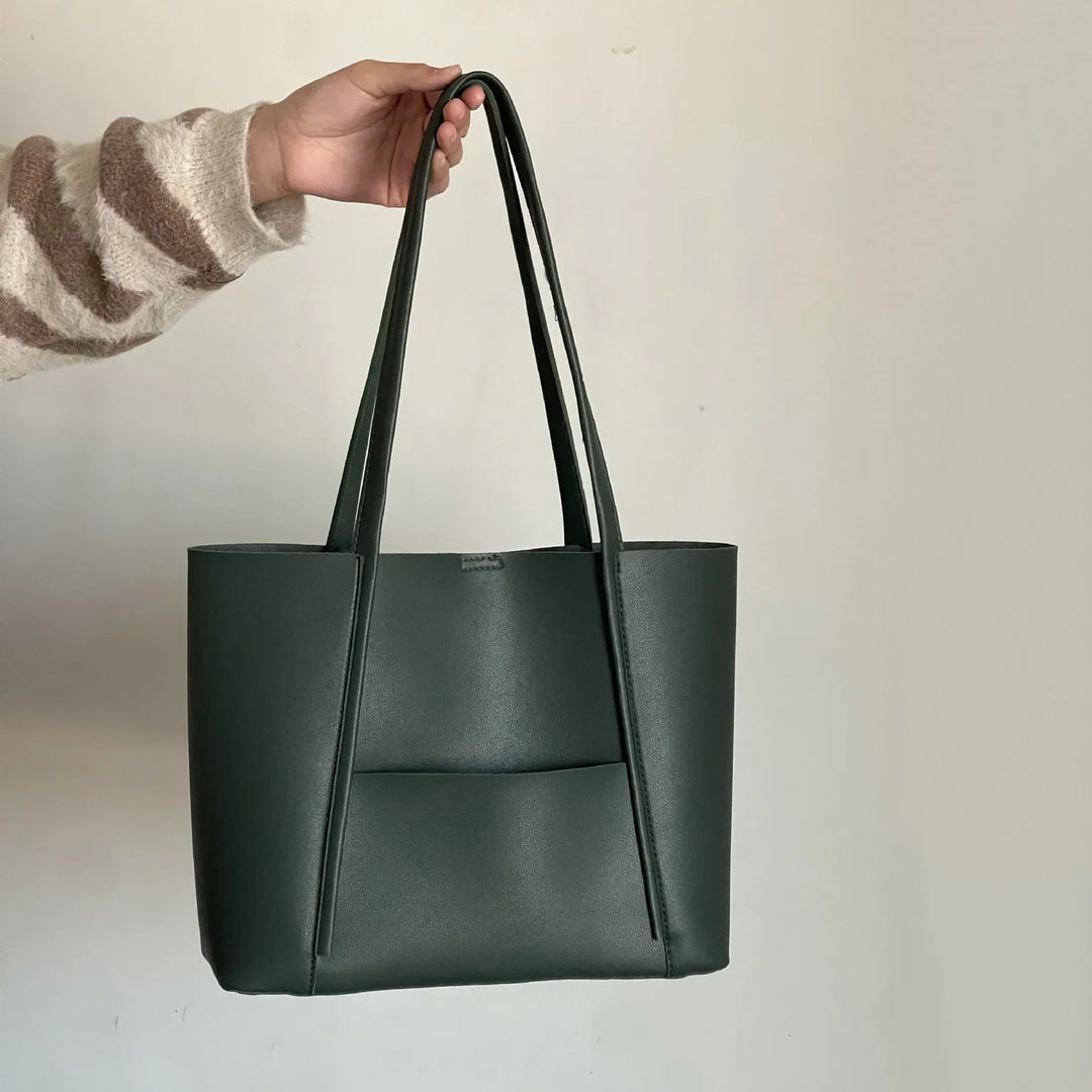 Women's Leather Top Handle Tote Bag - Simple Chic Large Capacity