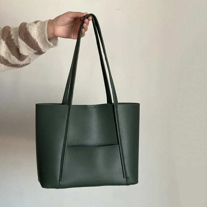 Women's Leather Top Handle Tote Bag - Simple Chic Large Capacity
