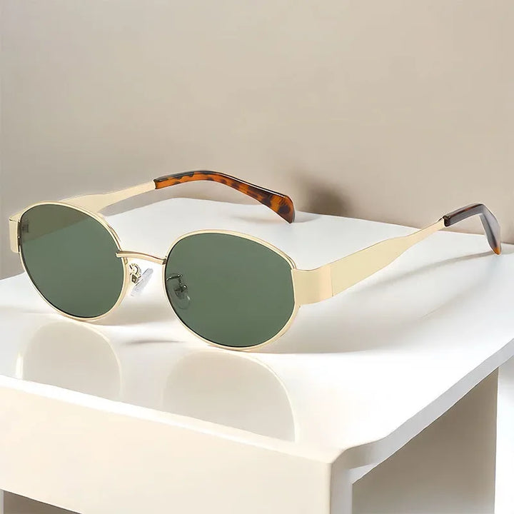 Slim Oval Metal UV400 Sunglasses for Women