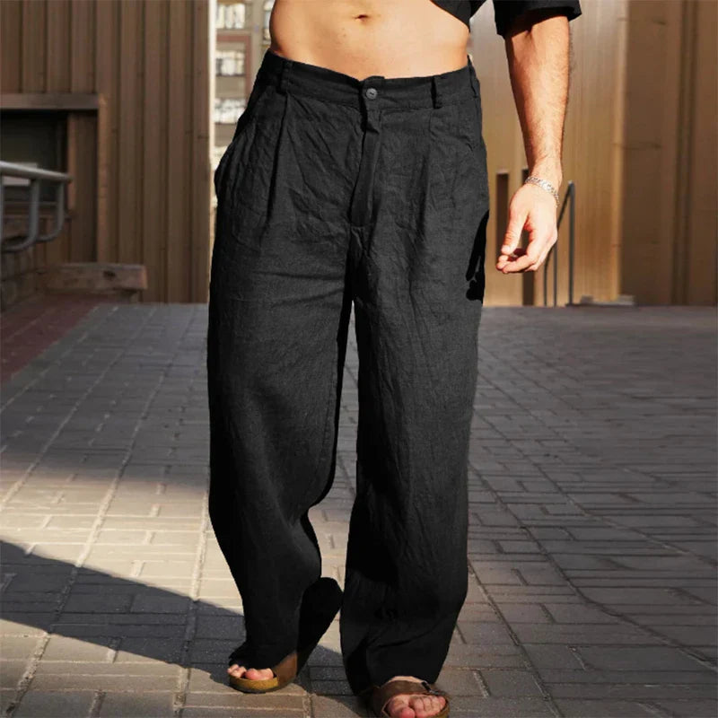 Mike – Wide Linen Trousers