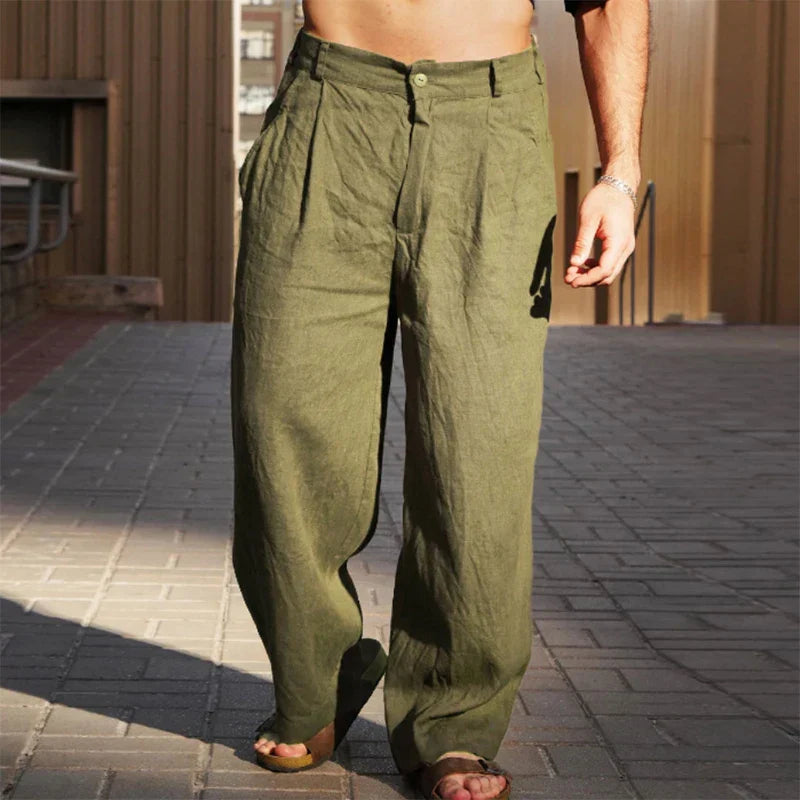 Mike – Wide Linen Trousers