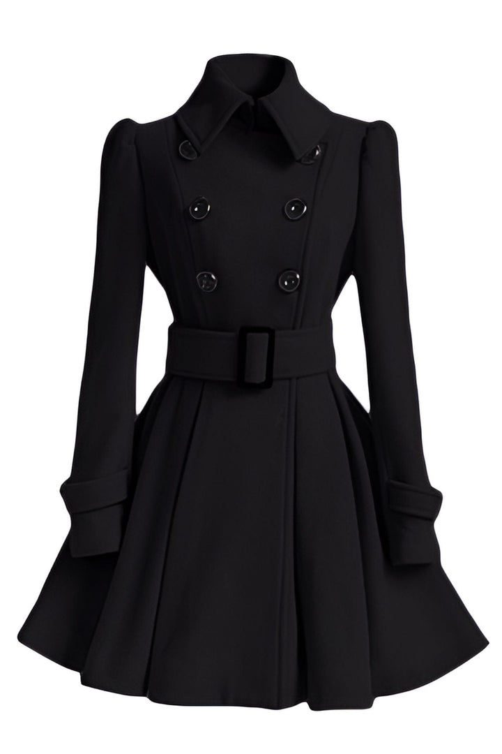 Double breasted women's coat with belt