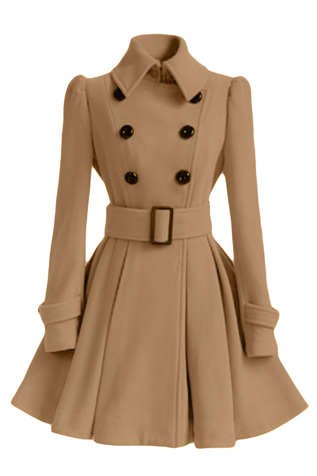 Double breasted women's coat with belt