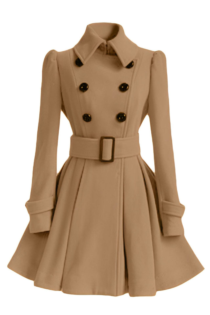 Double breasted women's coat with belt