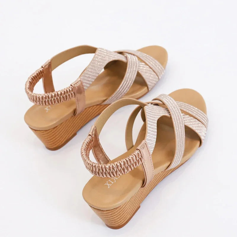 Octavia – Elastic Wedge Sandals