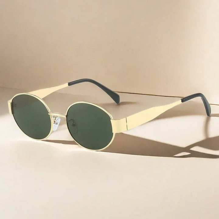 Slim Oval Metal UV400 Sunglasses for Women