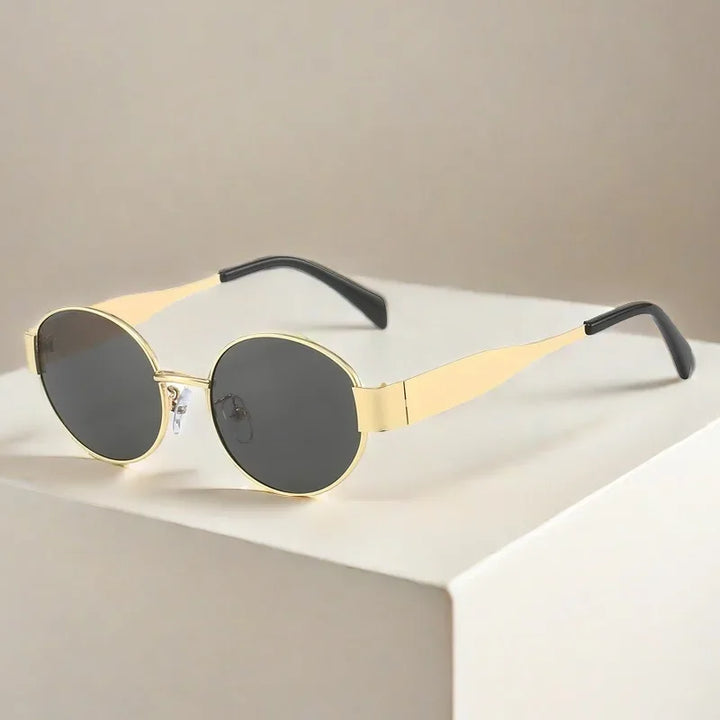 Slim Oval Metal UV400 Sunglasses for Women